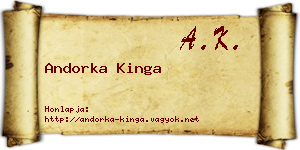 Andorka Kinga névjegykártya